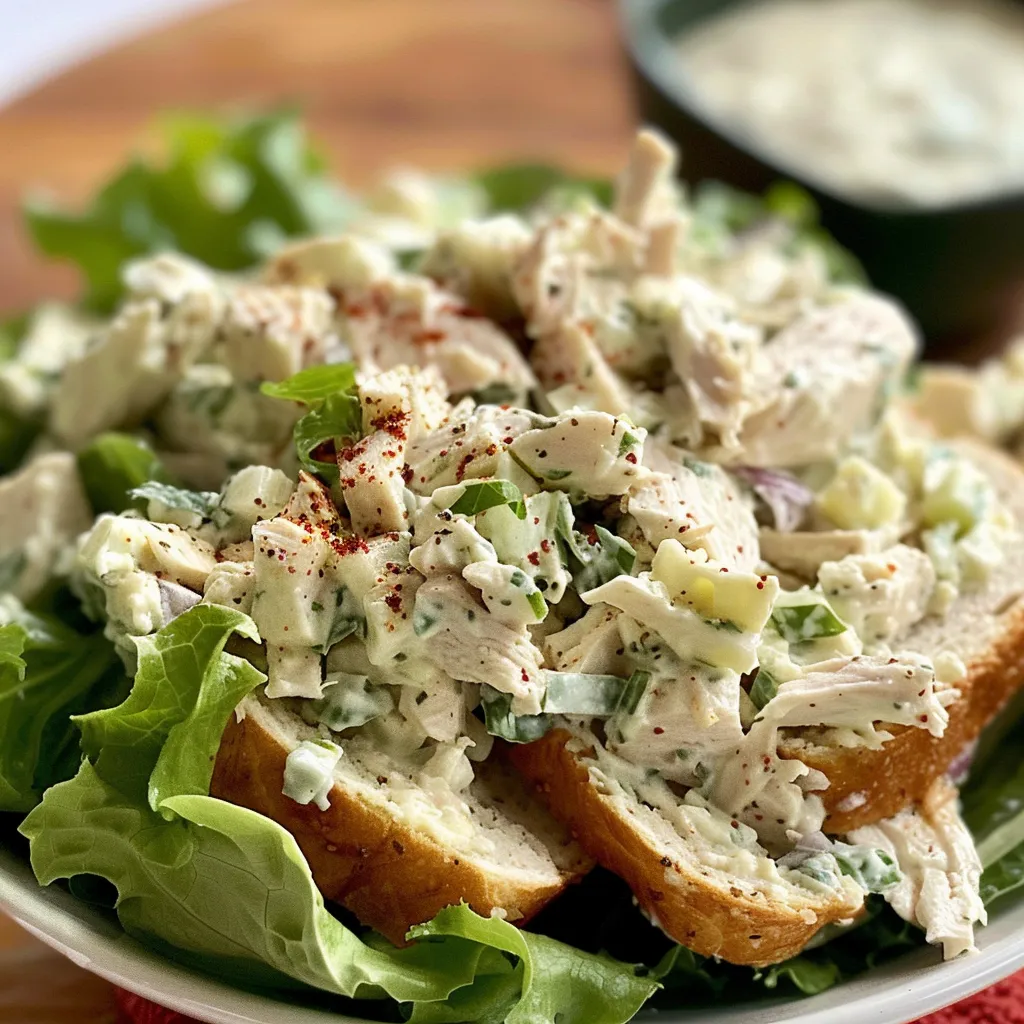 Delicious Southern-style chicken salad sandwich on whole wheat bread with lettuce.